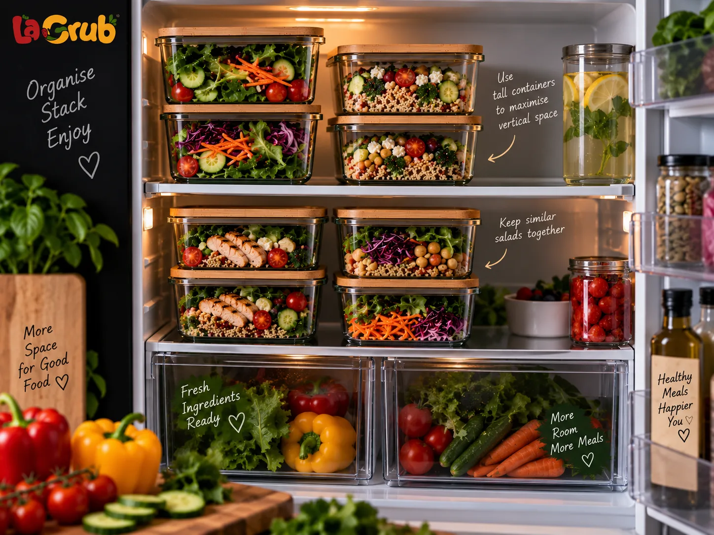 Save Fridge Space When Prepping Salads
