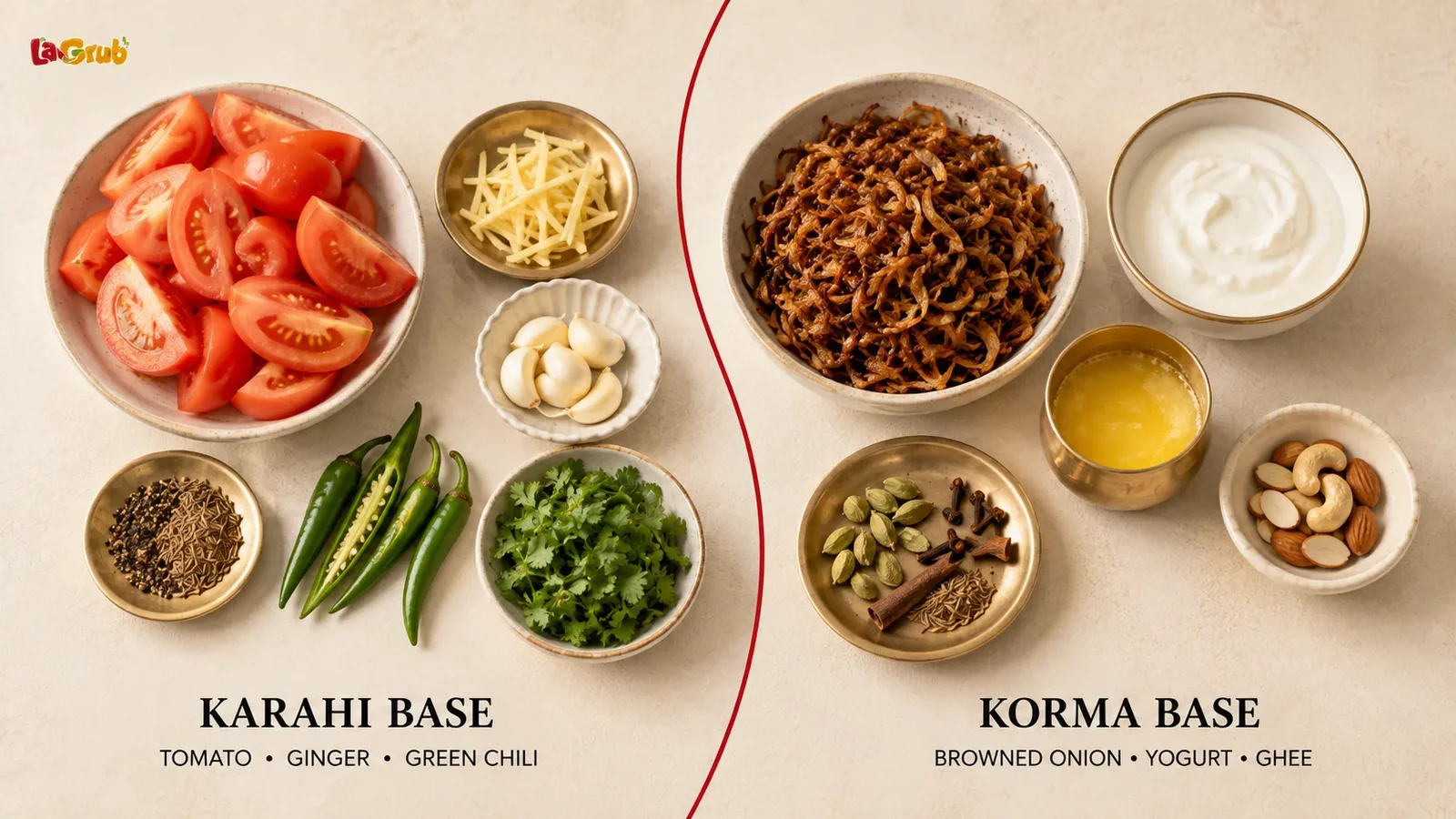 difference between karahi and korma