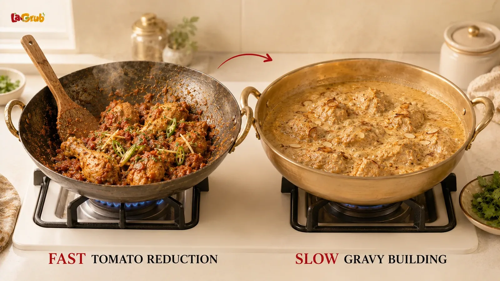difference between karahi and korma