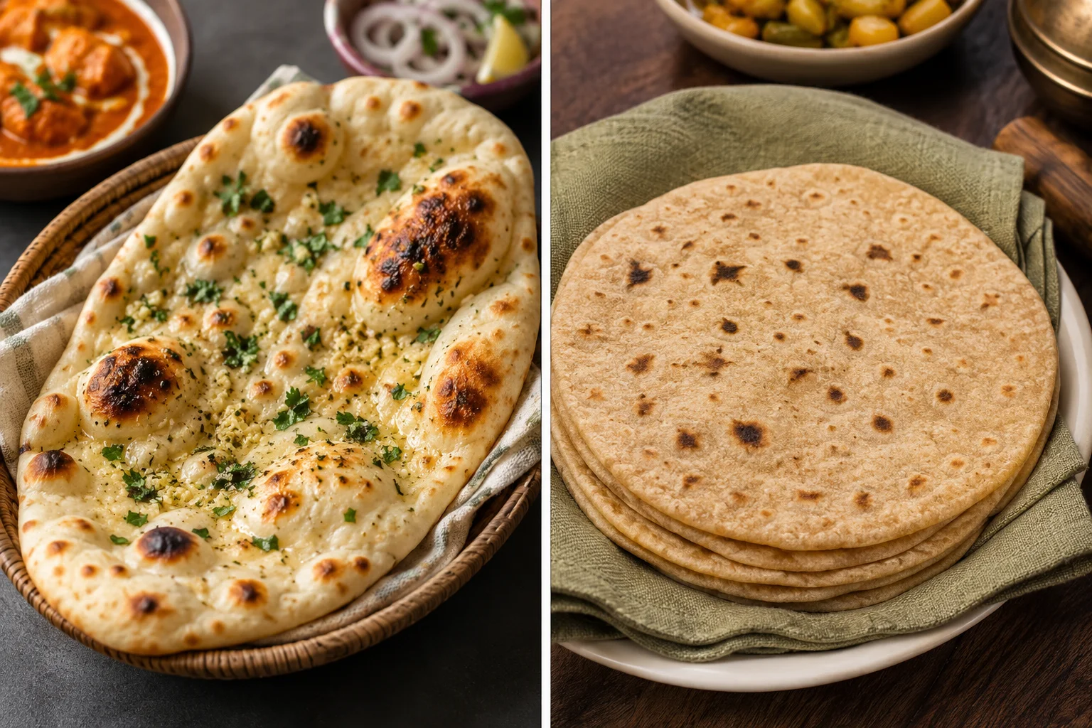 The Main Difference Between Naan and Roti